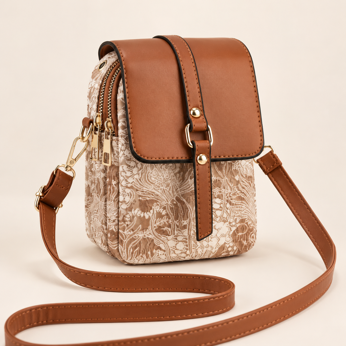 Bolso bandolera con estampado floral