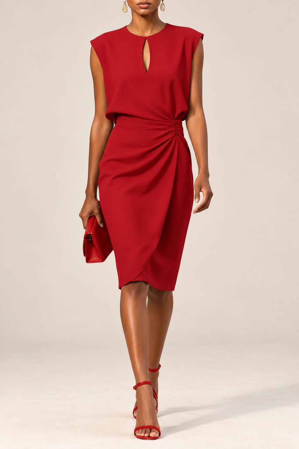 Vestido Lex fruncido para mujer con escote de abertura lágrima