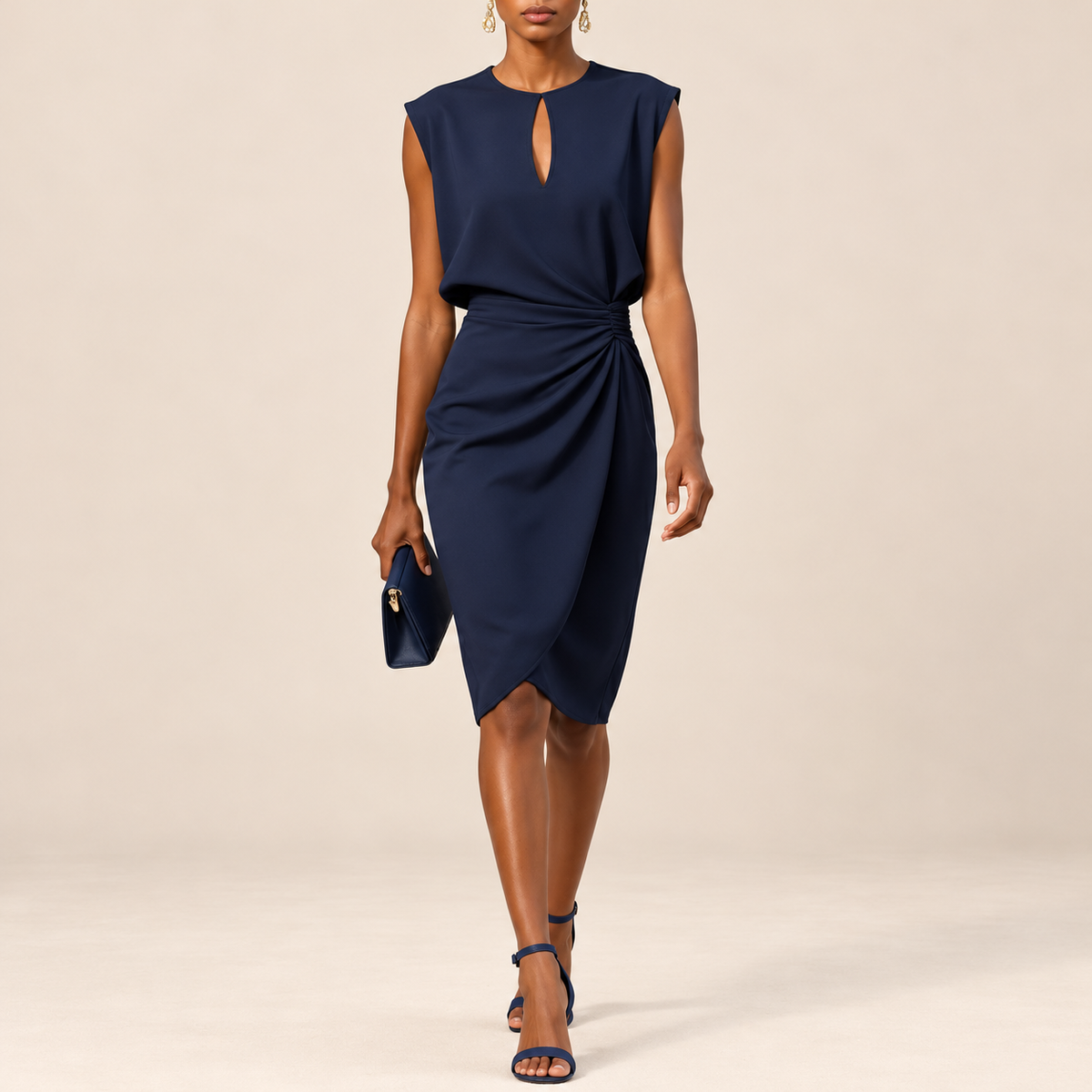 Vestido Lex fruncido para mujer con escote de abertura lágrima
